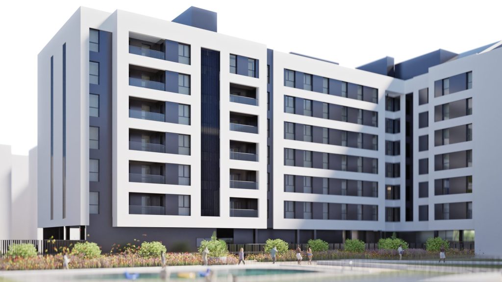 Piscina y zona común privada de más de 4.000 m² de Residencial Vega en Logroño